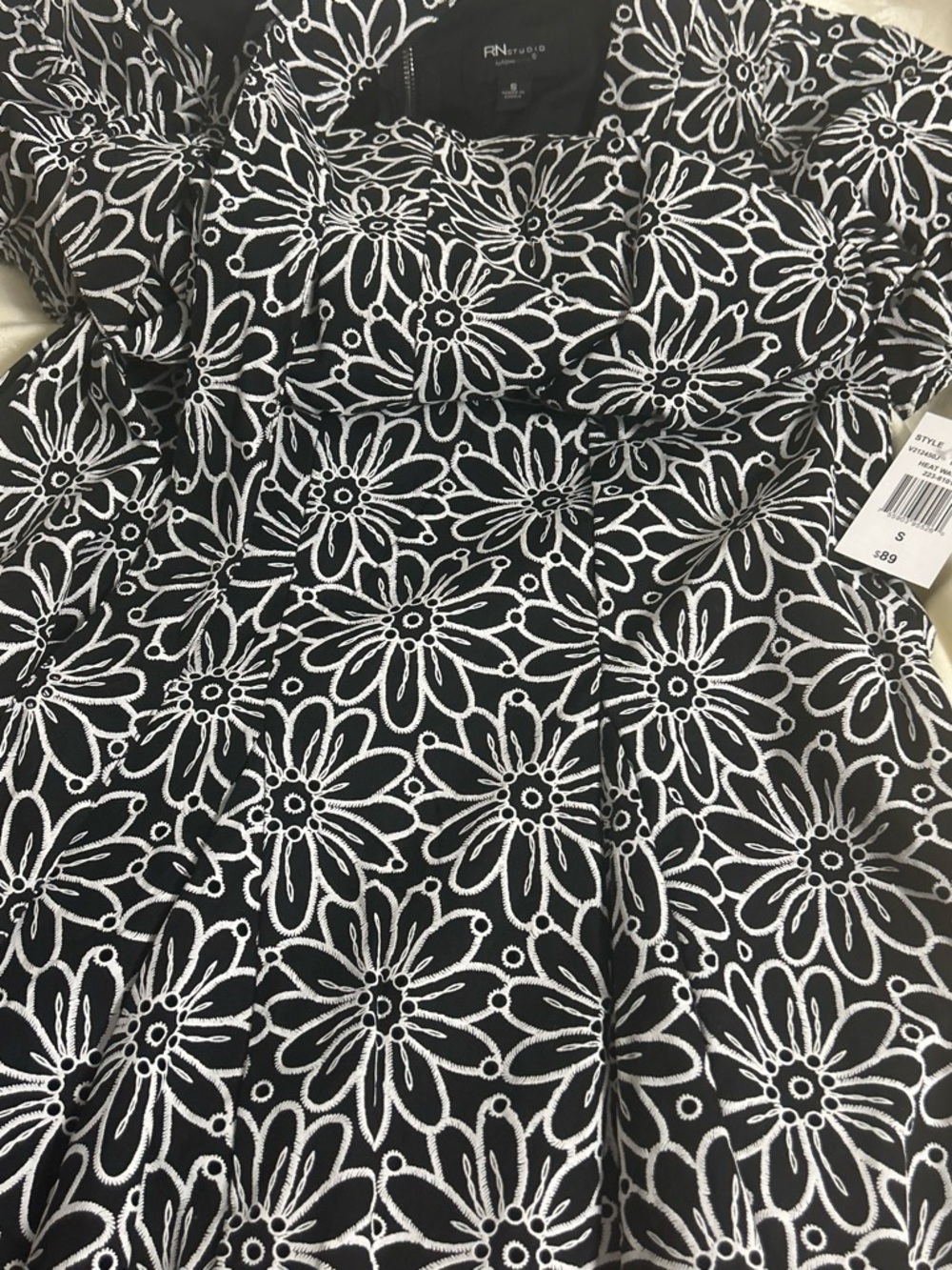 Studio Black Floral Embroidered Tunic Top